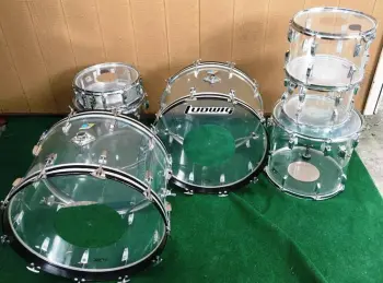 Ludwig clear Vistalites 2x24, 13, 14, 16, 18, 5x14