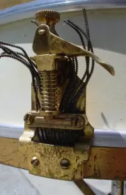 1920s WILSON GOLD PLATED/WHITE LACQUER 4x14 SEPARATE TENSION THUMB-ROD SNARE DRUM