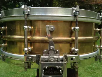 RARE 1920's 'Super Ludwig' Brass 2 piece shell 10 lug snare drum