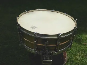 RARE 1920's 'Super Ludwig' Brass 2 piece shell 10 lug snare drum