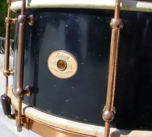 1927-32 LUDWIG &amp; LUDWIG 6.5 x 14 BLACK LACQUER/DeLUXE SUPER-LUDWIG MODEL