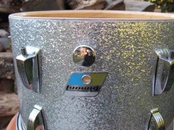 Vintage Ludwig silver sparkle drum set.Matching Jazz Festival