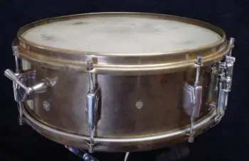 1970s 5 x 14 POLMUZ BRASS/NICKEL PROTOTYPE “IRON CURTAIN” SNARE DRUM